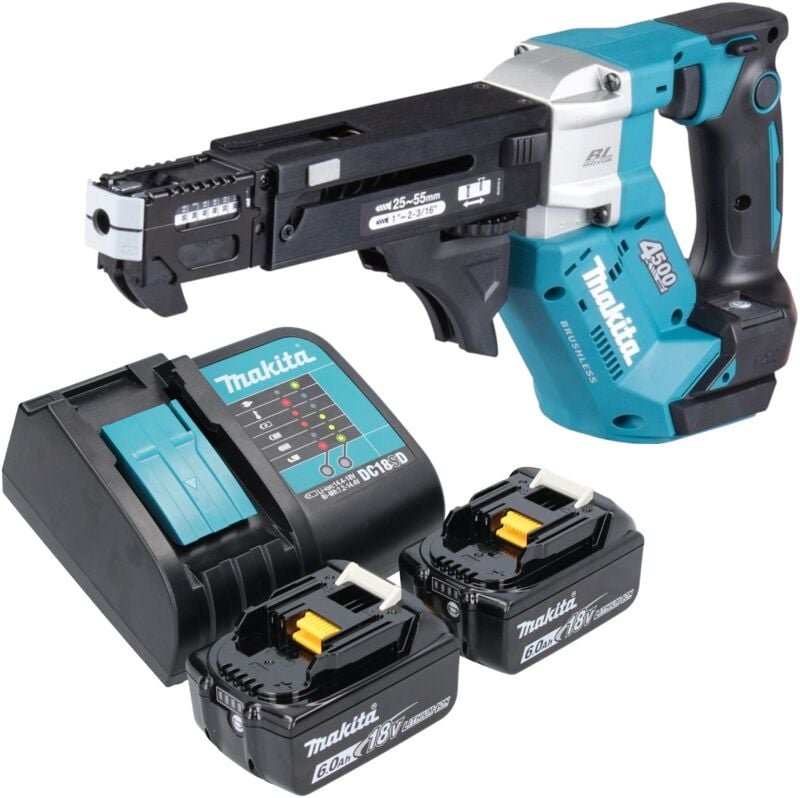 Dfr 552 sg Akku Magazinschrauber 18 v 25 - 55 mm Brushless + 2x Akku 6,0 Ah + Ladegerät - Makita
