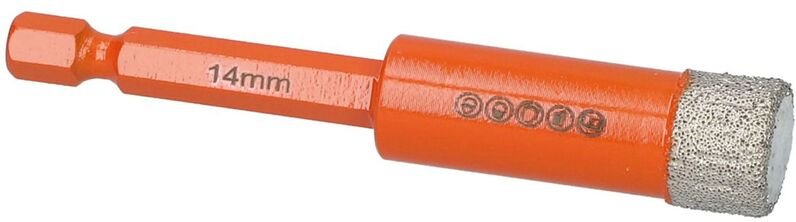 Btec - Diamantbohrkrone Special Orange 1/4 Bit-Aufnahme Fliesen, Keramik, Feinsteinzeug 14 mm - Orange