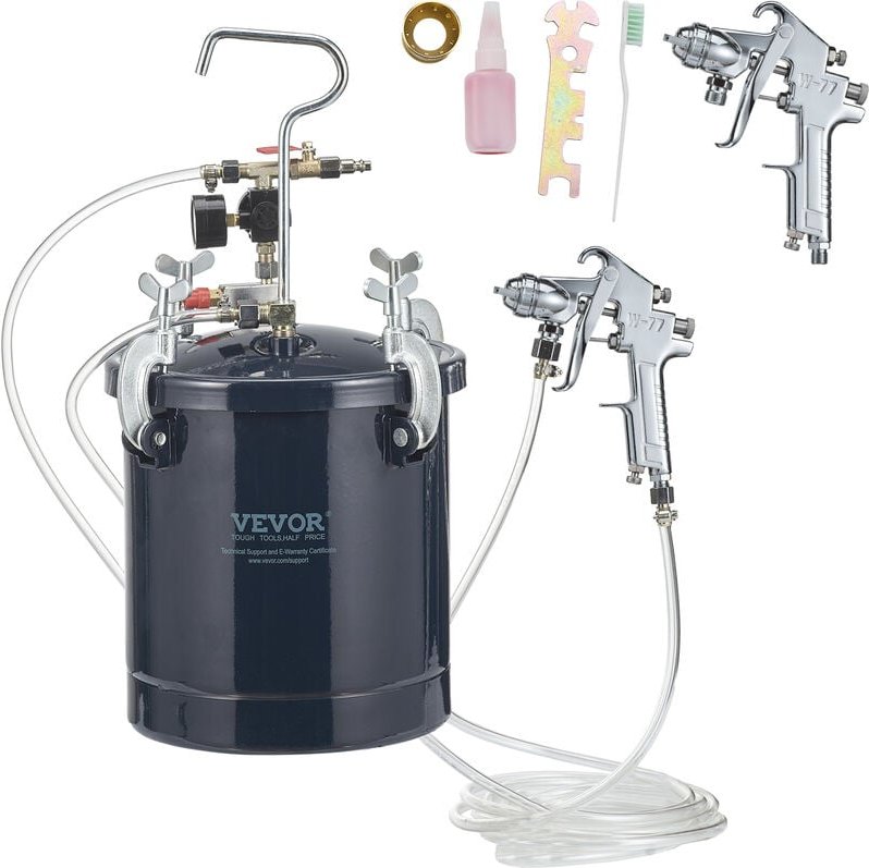 VEVOR Druckbehälter Farbbehälter Sprühfarbe Drucktopf 10 L Drucktank, 60 psi Lackierpistole Farbbehälter Φ 52 x 32 cm Sp...