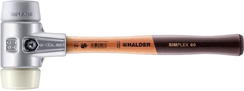 SIMPLEX-Schonhammer, TPE-mid / Nylon mit Aluminiumgehäuse und hochwertigem Holzstiel D=60 mm 3138.060
