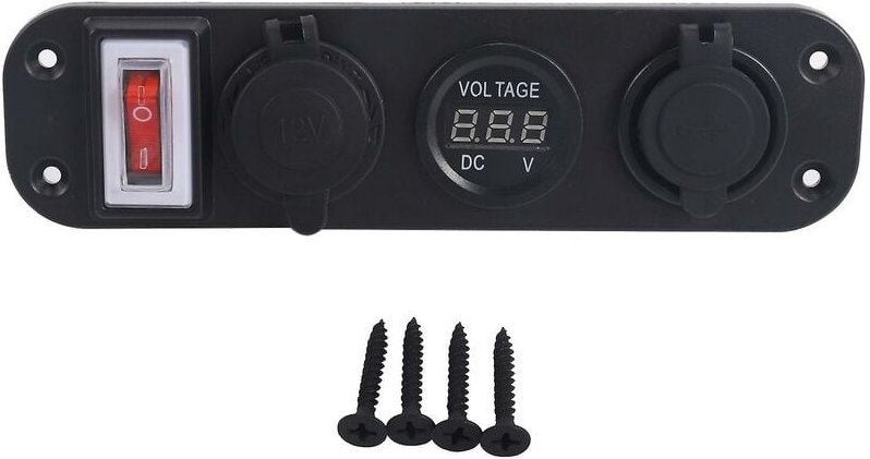 4-in-1-Dual-QC3.0-Ladegerät, Zigarettenanzünder-Buchse, digitales Voltmeter mit Wippschalter und Smart Blue