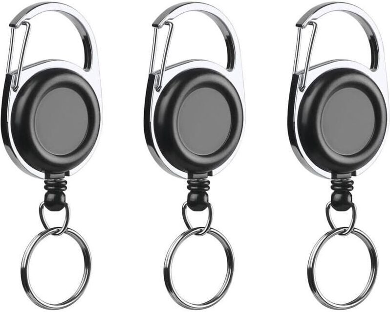 Portachiavi retrattile ad alta resistenza con moschettone retrattile e clip per cavo in acciaio, multiuso per chiavi e c...