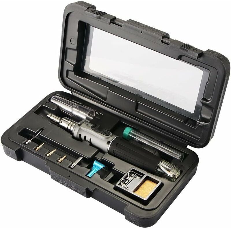Butan-Lötkolben – 10-in-1-Gaslötkolben-Set, professionell, selbstzündend, Mehrzweck, für die Reparatur von Schmuck, die ...