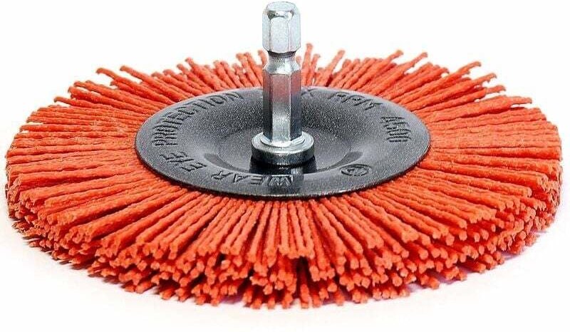 Rosemary - Holzreinigungs-Schleifbürste für Schraubendreher/Bohrer. 100 mm runde Nylonbürste mit 1/4' (6 mm) Sechskantsc...