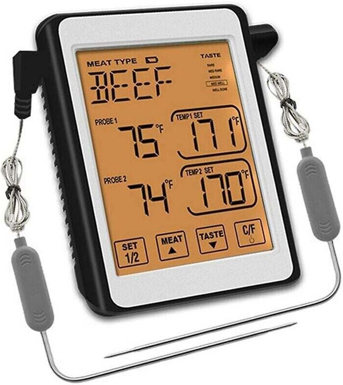 Professionelles Kochthermometer mit Sonde und LCD-Display für die Küche