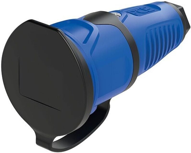 Schutzkontaktkupplung mit Deckel, Gummi (blau/schwarz)