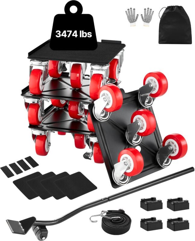 Möbelwagen, max. Tragkraft 1650 kg, robuster Möbeltransporter mit 5 360°-Rädern, Karbonstahlplatte, Hebe- und Schiebewer...