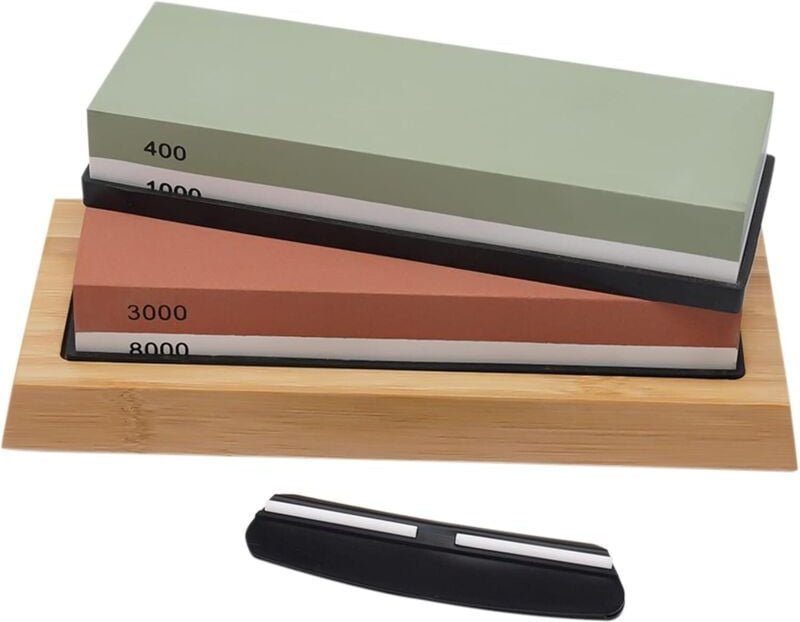 Küche Abziehstein Messerschärfer Set Körnung 400/1000 3000/8000 Doppelseitiger Messerschleifer Messer Schärfen Nassstein...