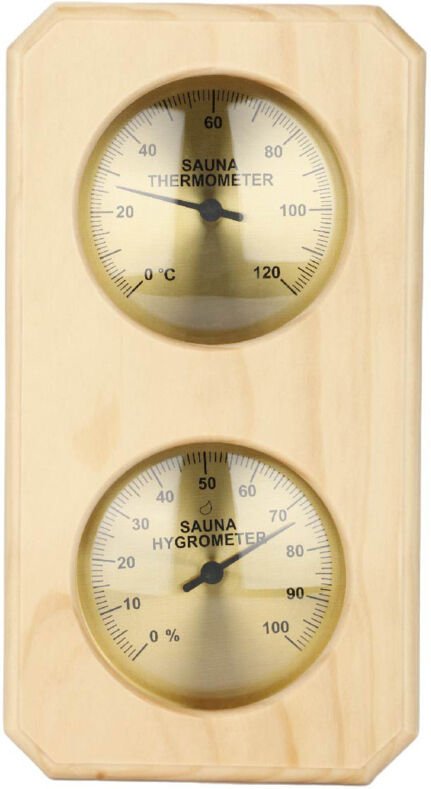 In 1 Sauna-Hygrometer aus Holz für die Sauna, Innen-Hygrothermograph für die Sauna