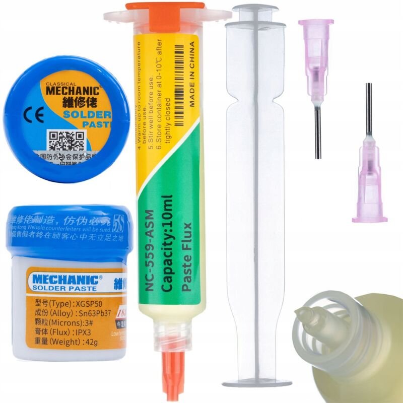 Thumbnail - Rosfix Flux Flussmittel in einer Spritze NC-559-ASM + Lötpaste (flüssiges Zinn) XGSP50 42g 183