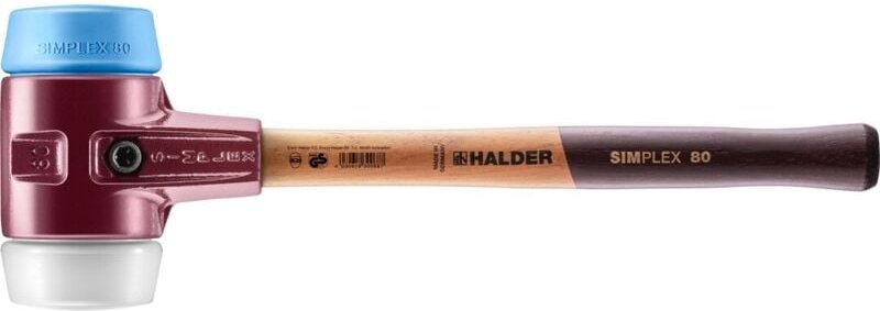 SIMPLEX-Schonhammer, TPE-soft / Superplastik mit Tempergussgehäuse und hochwertigem Holzstiel D=80 mm 3017.080