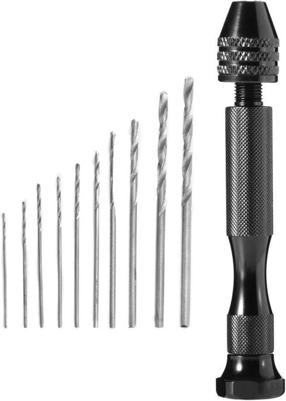 Handbohrmaschine mit 10 Mikro-Spiralbohrern, Spiralbohrer, Präzisions-Mini-Handbohrmaschine, Mini-Drehwerkzeug für Walnu...