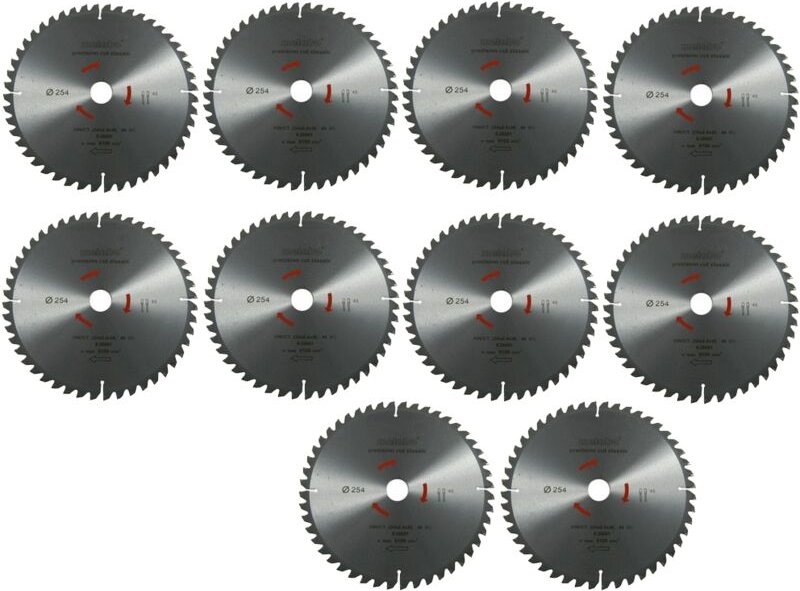 Metabo - Kreissägeblatt Sägeblatt 254 mm Z48 5°Neg. 10 Stück für Bosch gcm gts