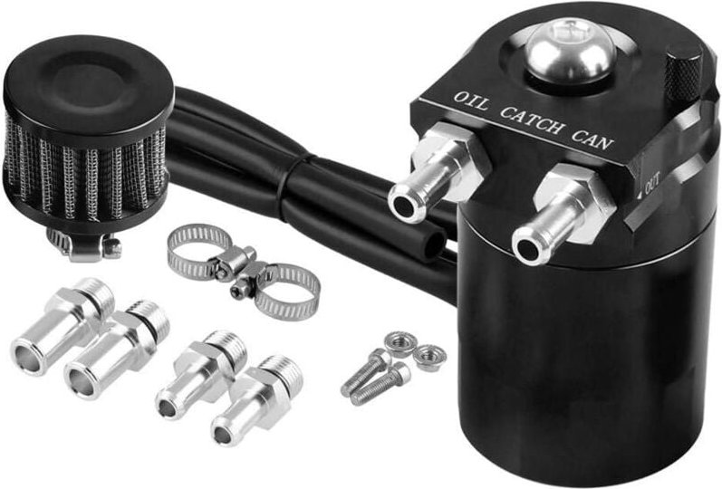 Aougo - 1Set Schwarz Öl Kann Topf Auto Motor Öl Aluminium Legierung Zubehör 300ML Öl Tank Kann Reservoir Tank kann