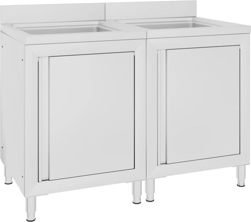 Maison Exclusive Gastro-Spülenunterschränke 2 Stk. Edelstahl