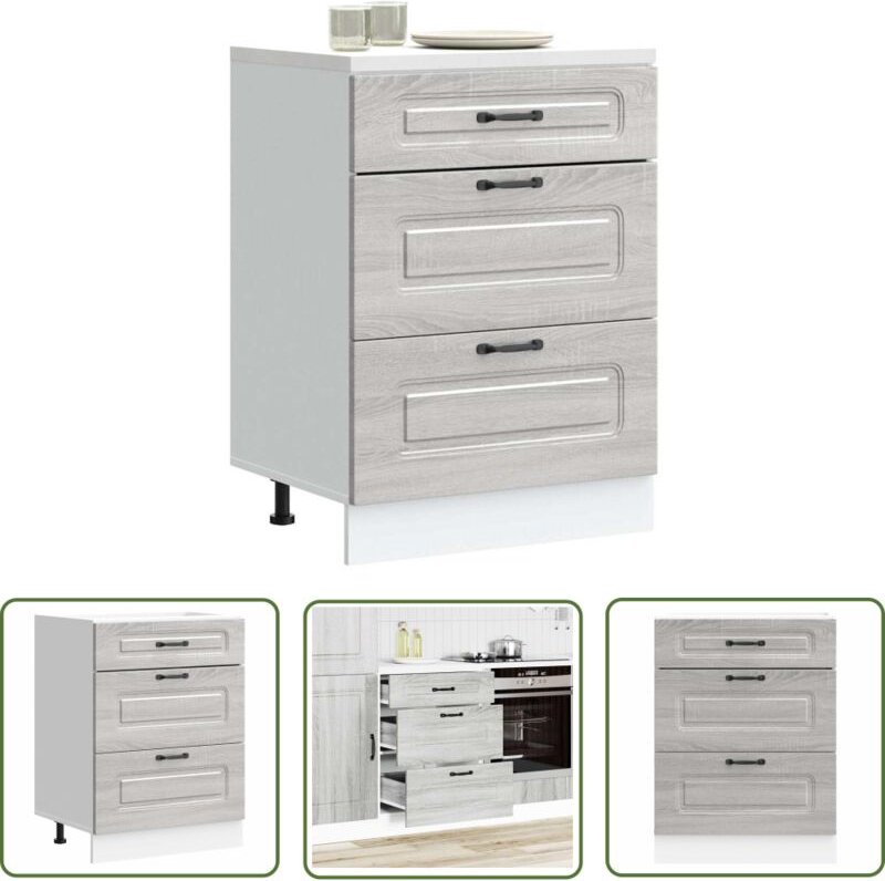 The Living Store - vidaXL Küchenunterschrank Kalmar Grau Sonoma Holzwerkstoff