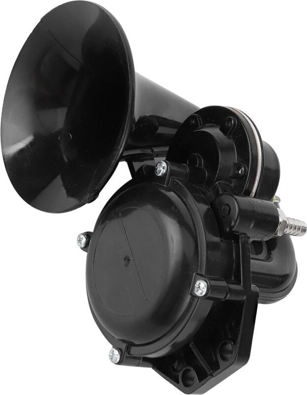 SUNXURY Universal-Schneckenhorn, schwarze Fanfare, 12/24 V, 120 dB, Lufttrompete für Auto, LKW, Bus, Van, Zug