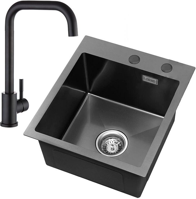 Cecipa - Spülbecken 40 45 cm ab 40er Unterschrank Küchenspüle mit Über- und Ablaufgarnitur, Einbauspüle Edelstahl Becken...