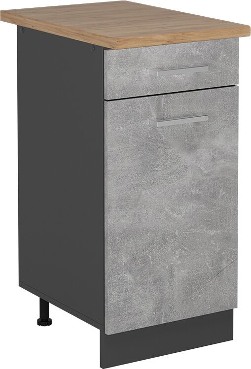 Vicco - Küchenunterschrank R-Line, Beton, 40 cm , ap Eiche