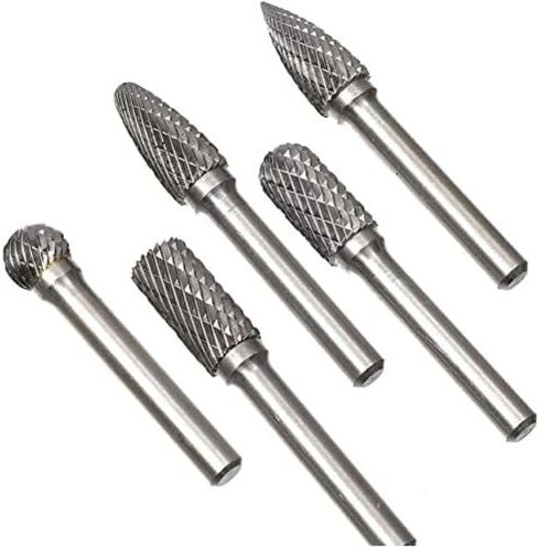 Thumbnail - Kit mit 5 Stück Doppelschnitt-Frässtiften, 6 mm Schaft, 10 mm Kopf, elektrisches Schleifer-Bohrwerkzeug zum Schnitzen, P...
