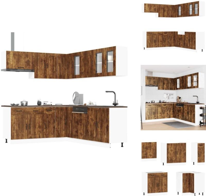 11-tlg. Küchenschrank-Set Kalmar Räuchereiche Holzwerkstoff - Küchenschrank-Set - Küchenschrank-Sets - Küchenzeile Einba...