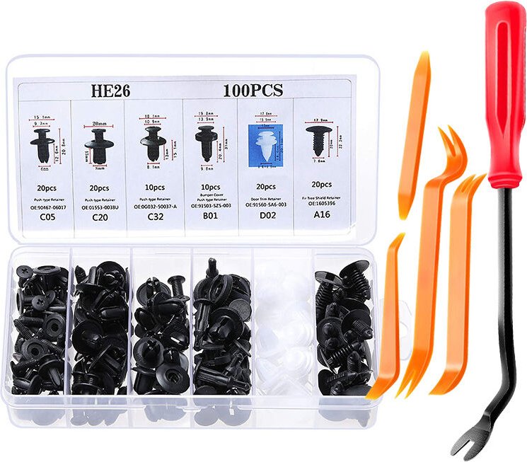 Dolaso - Innenausstattungszubehör, Auto-Kunststoffklammern, Heftklammern, Nieten, Befestigungsset, Kunststoffnieten, sch...