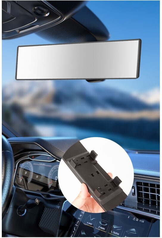 Thumbnail - Anwendbarer Innenrückspiegel zum Einrasten, HD, großes Sichtfeld, beschlagfrei, blendfrei, Weitwinkel, gekrümmter Rücksp...