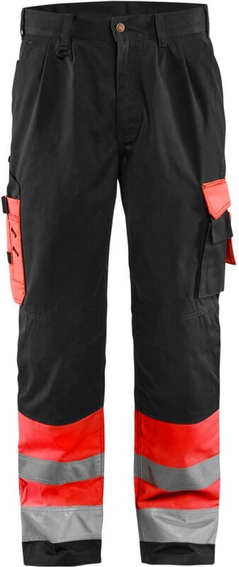 Thumbnail - Arbeitshose mit hoher Sichtbarkeit Handwerker 1584 - Neonrot/Schwarz XL - FR(50) - SE(C56) - Lang