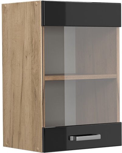 Vicco - Küchenglasschrank R-Line, Schwarz Hochglanz, 40 cm