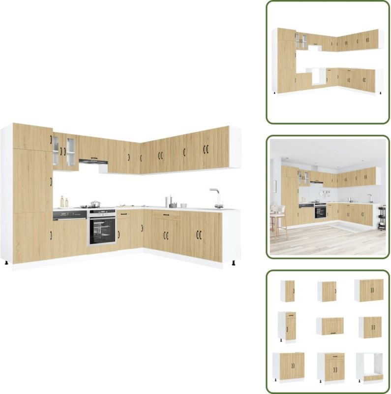 Vidaxl - 14-tlg. Küchenschrank-Set Lucca Sonoma-Eiche Holzwerkstoff - Küchenschrank-Set - Küchenschrank-Sets - Küchenzei...