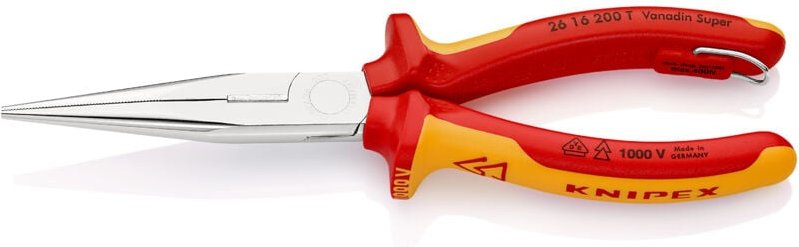 26 16 200 t vde Flachrundzange Chrom-Vanadium Stahl 200 mm - Knipex