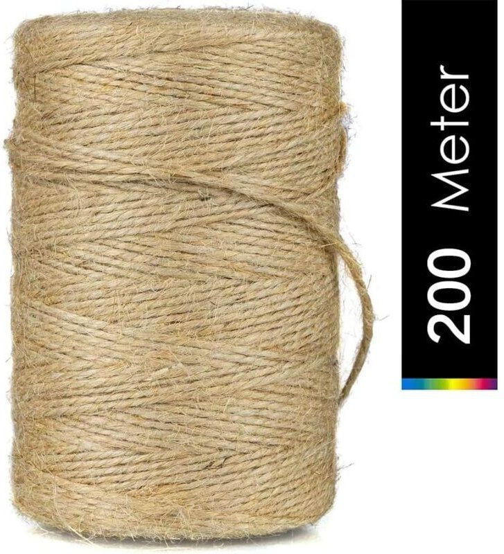 200 m x 2 mm Juteschnur, Gartenschnur, natürliches Juteseil, Kunsthandwerksschnur, für Gartenarbeit, Dekoration, Geschen...