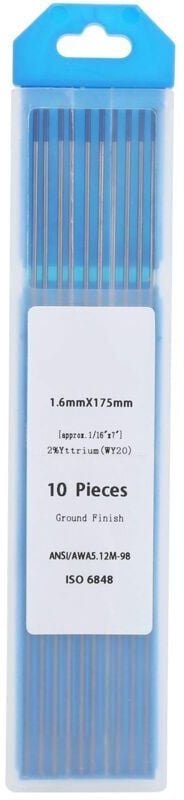 10-teilige Wolframschweißelektrode, WY20-Stab, Yttrium-Wolfram-Elektrodenstäbe, blauer Kopf, 1,6 mm, zum Schweißen von d...