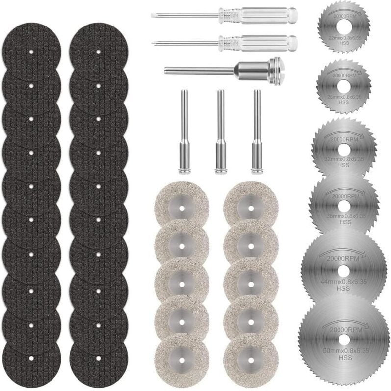 44 Stücke Dremel Schneidräder Set-Dremel Zubehör für Holz, Alu, Plastik & Metall Inkl. 5 Arten Trennscheiben & Aufbewah...