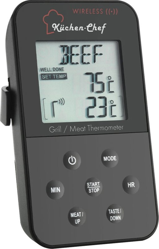 TFA Dostmann 14.1504 Grill-Thermometer Kabelsensor, Alarm, mit Timer, Überwachung der Kerntemperatu