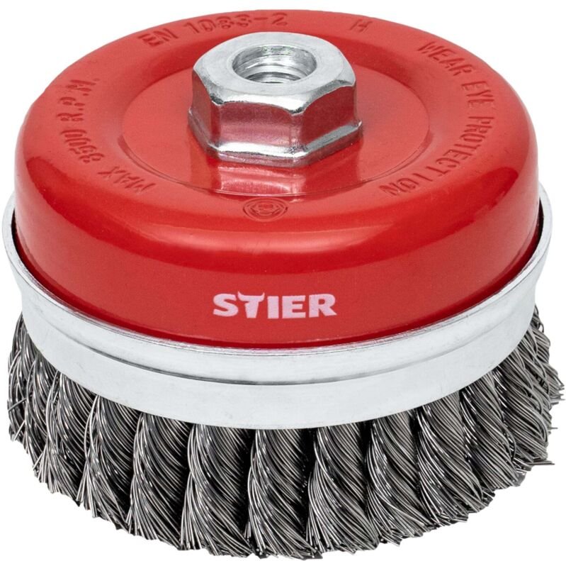 Topfbürste Stahl, gezopfter Draht, für Winkelschleifer, ø 100 mm, M14, Drahtstärke 0,5 mm, Drahtbürste-flex, Winkelschle...