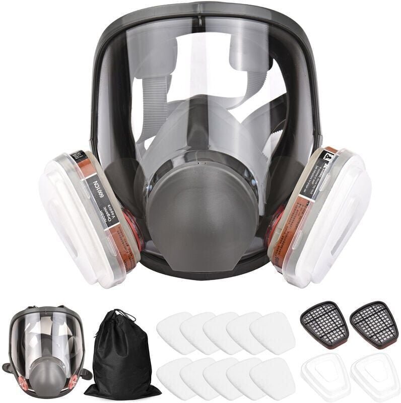 Thumbnail - Gasmaske, Vollgesichtsmaske, Schutz vor organischen Gasen, 16 in 1, großes Sichtfeld zum Lackieren, Polieren, Schweißen ...
