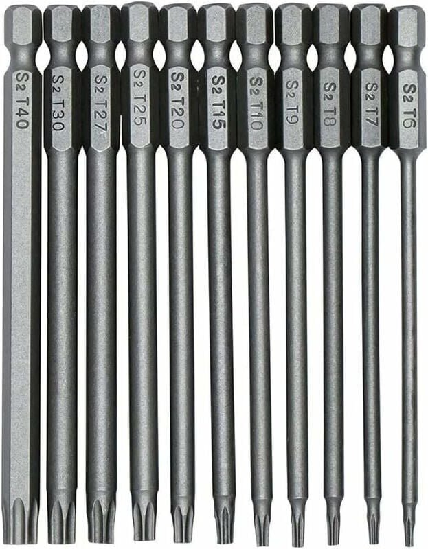 11 Stück 100 mm S2 1/4 Zoll Torx-Schraubendreher-Bits Präzisions-Sechskantschaft Magnetischer Sicherheits-Schraubendrehe...