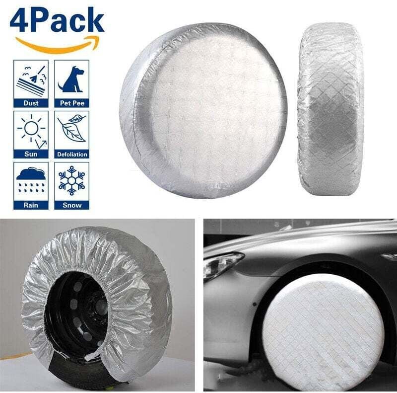 Thumbnail - Reifenabdeckungen, 4er-Set, wasserdichte Sonnenschutzabdeckung aus Aluminiumfolie für Reifen, passend für Reifendurchmes...