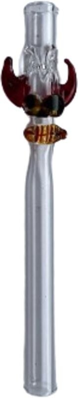 Voodoo-Glaspfeife 12 cm mit gehörnter Form - Transparent