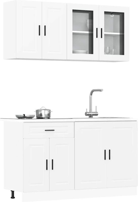 4-tlg. Küchenschrank-Set Kalmar Weiß Holzwerkstoff - Vidaxl