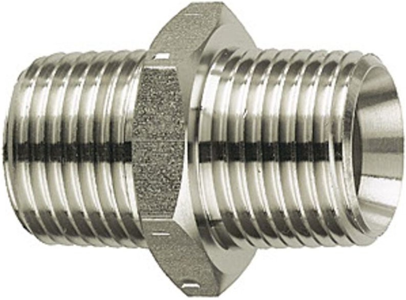 Riegler - Doppelgewindenippel, r 2 a., r 2 a., sw 60, Edelstahl 1.4571