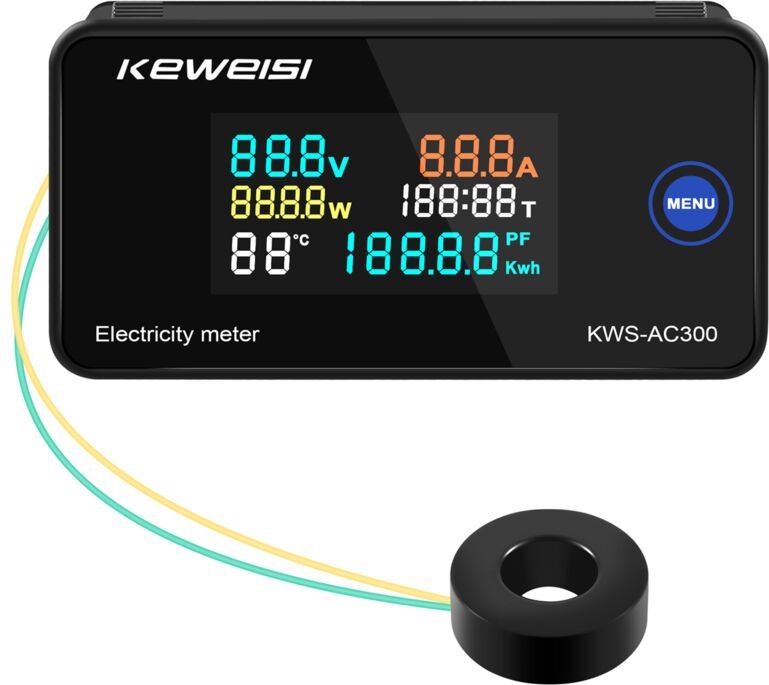 Keweisi, KWS-AC300 Digitalvoltmeter ac 50-300 v Spannung 45-65 Hz Leistungsenergiezähler LED-Wattmeter 0-100 a Detektor ...