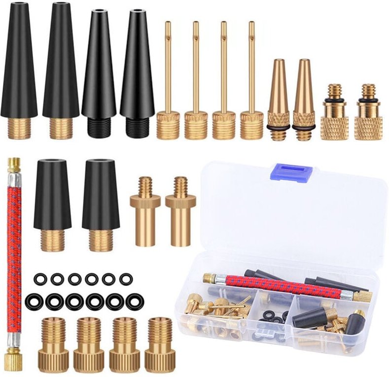 33 Stück Fahrradpumpendüse Ballon-Inflator, Ventiladapter mit Inflatorschlauch, für Fahrrad, dv sv av Fahrradpumpenadapt...