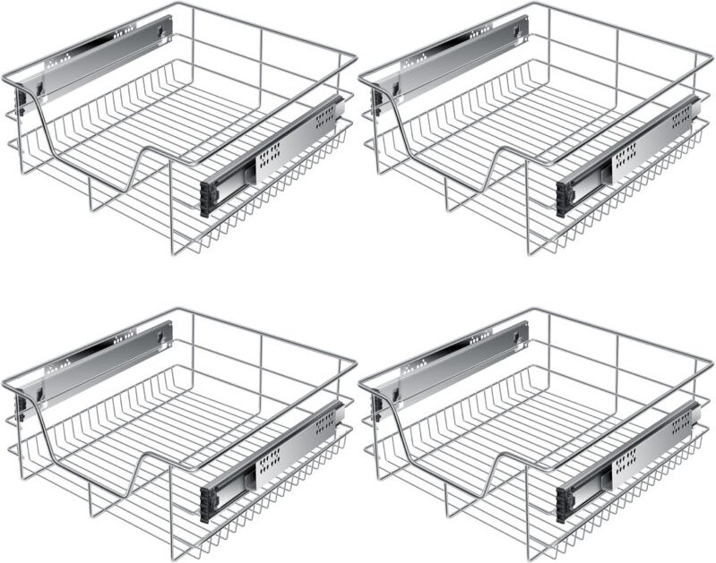 Thumbnail - Teleskopschublade Küchenschublade Küchenschrank Korbauszug Schrankauszug Vollauszug Schublade 4x 50cm - Silber - Kesser