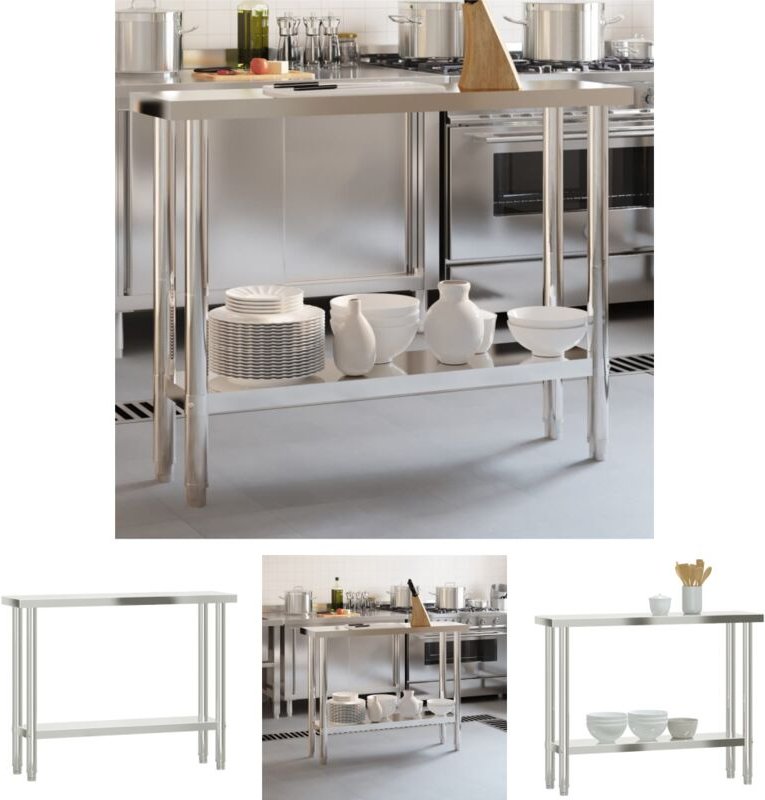 The Living Store - Küchen-Arbeitstisch 110x30x85 cm Edelstahl - Gastronomie