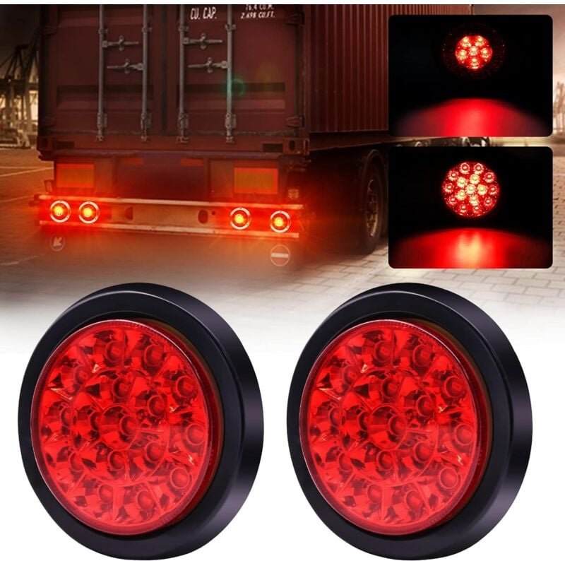 2 Stück LKW-Rücklichter, 24 V, rund, integrierte LED-Rücklichter mit hoher Helligkeit, Anhänger-Bremslichter, LKW, Trans...