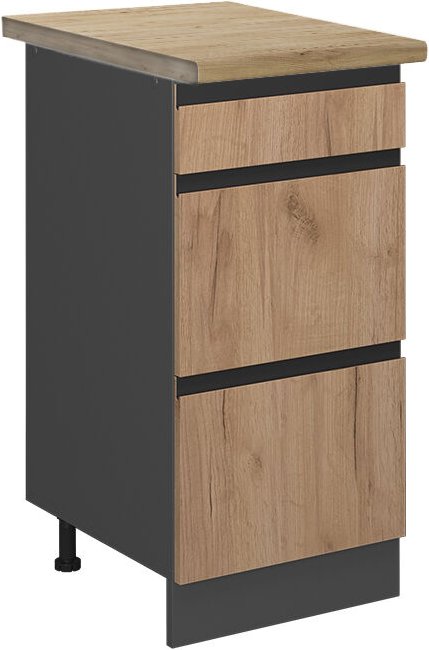 Vicco - Küchenunterschrank R-Line, Goldkraft Eiche, 40 cm mit Schubladen, ap Eiche