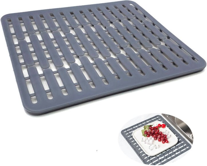 32,5 x 28,7 x 1,1 cm, grau – Spülbeckenmatte oder Spülbeckenschutz aus Silikon – kleine Größe