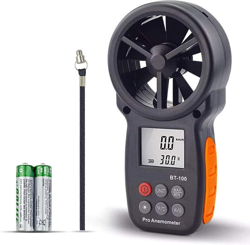 BT-100 Tragbares digitales Anemometer zur Messung der MAX/MIN/AVG-Windtemperatur mit der VMC-Drohne - Gabrielle